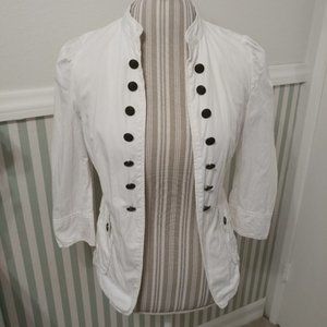 Zara White 100% Cotton Military Jacket - SMALL